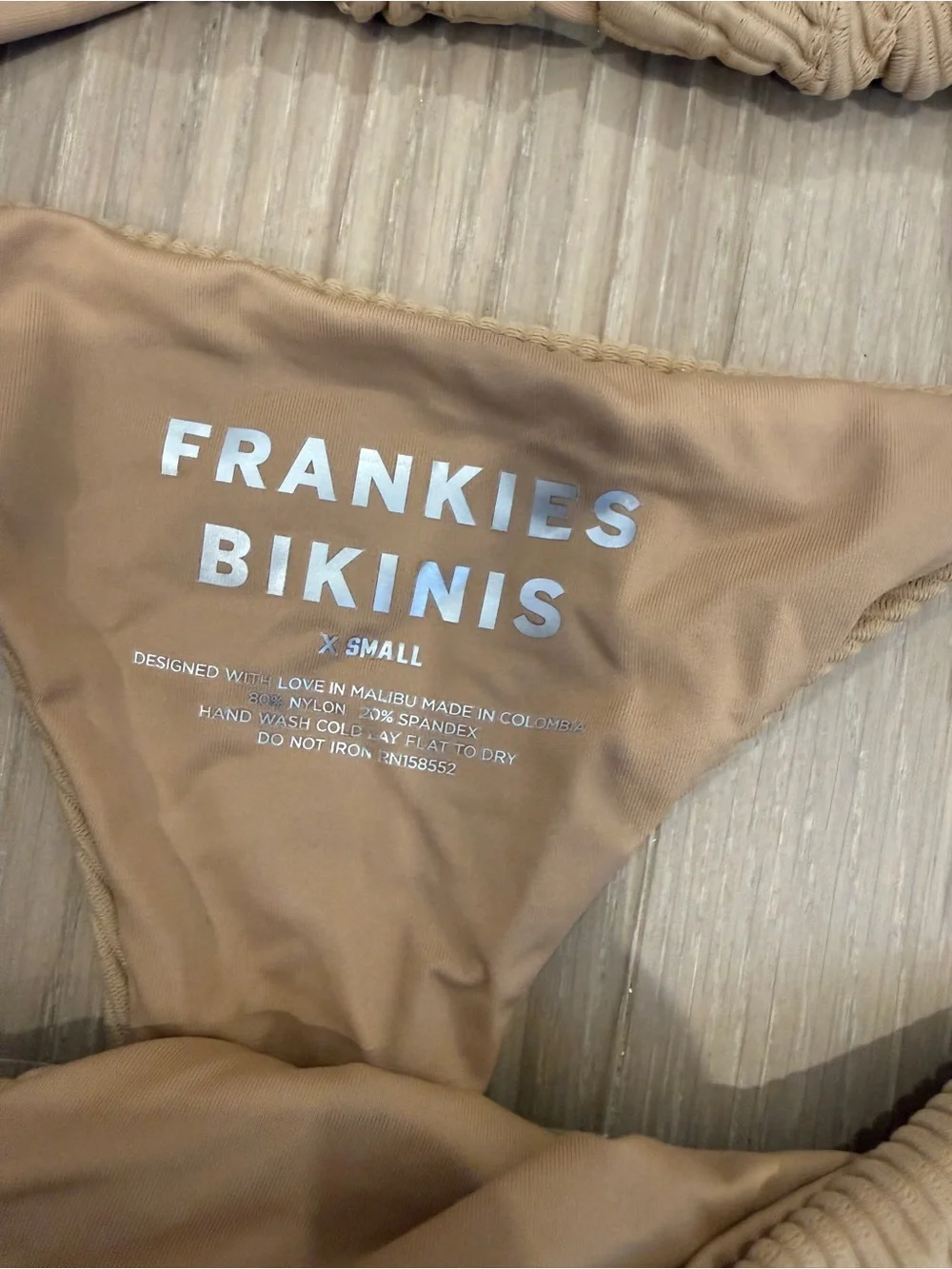 Frankie's Bikinis Tan Ribbed Triangle Bikini Set